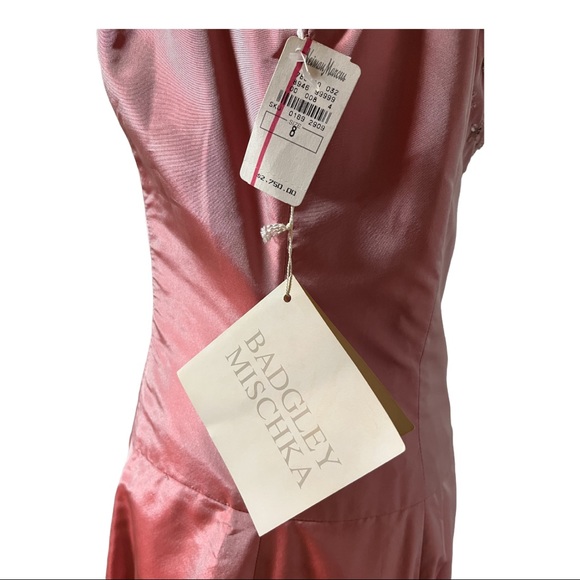 Badgley Mischka Y2K vintage 100% silk gown size 8 coral embellished floor length - Picture 7 of 16